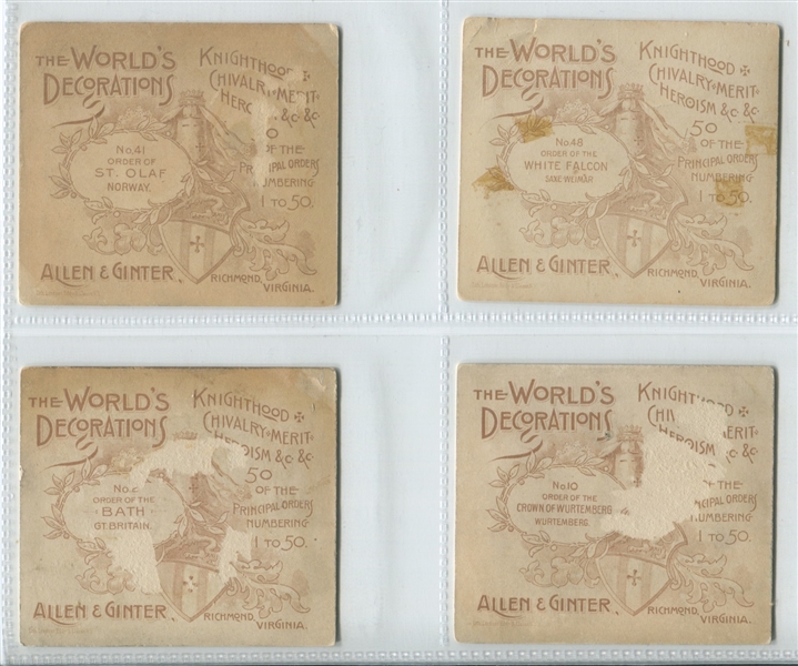 N44 Allen & Ginter World's Decorations lot of (16) Cards
