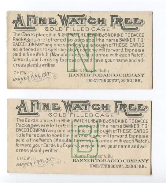 Pair of Banner Tobacco Letter Coupons