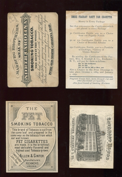 Great lot of (8) Turn of the Century Tobacco Trade Cards