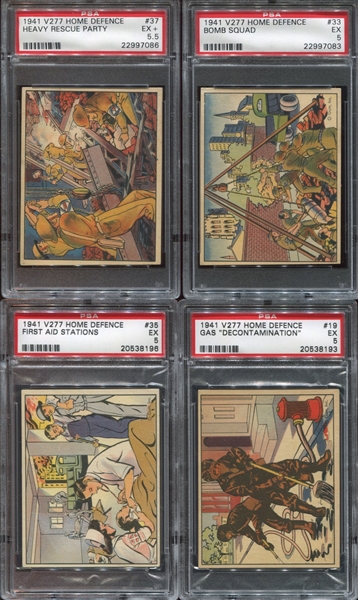 V277 O-Pee-Chee Home Defence PSA-Graded lot of (4) Cards