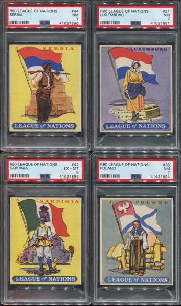 R80 Novelty Gum League of Nations PSA6-7 Lot of (8) Cards