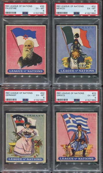 R80 Novelty Gum League of Nations PSA6-7 Lot of (8) Cards