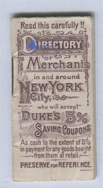 N92 Duke Tobacco Directory of Merchants - New York #1