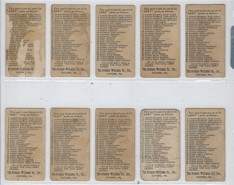 E1 Breisch-Williams Military Complete set of (25) Cards