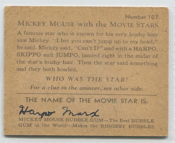 R90 Mickey Mouse and the Movie Stars #107 - Harpo Marx