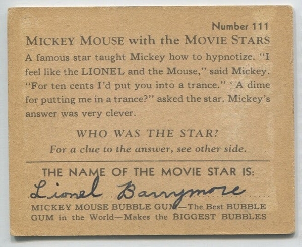 R90 Mickey Mouse and the Movie Stars #111 - Lionel Barrymore