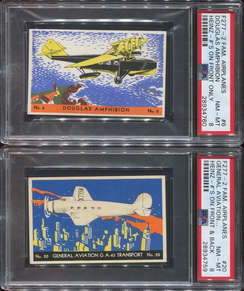 F277-2 Heinz Cereal Aviation Pair of PSA8 NMMT Cards