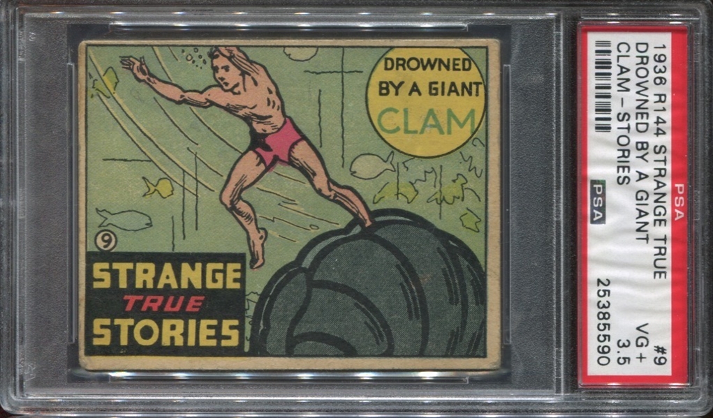 R144 Wolverine Gum Strange True Stories #9 - Drowned by a Giant Clam PSA3.5 VG+