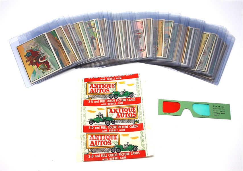 1953 Bowman Antique Autos Complete set of (48) Cards, Wrapper and Glasses