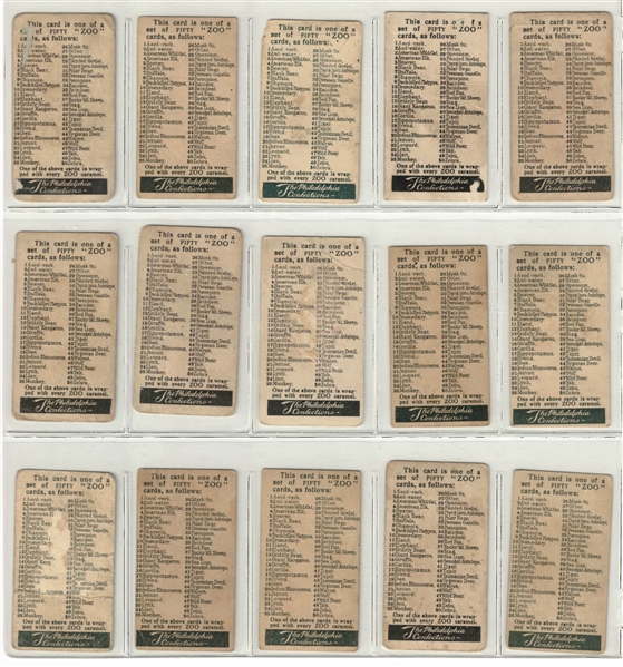 E29 Philadelphia Confections Zoo Cards Complete set of (50)