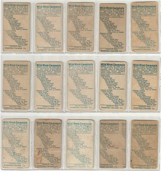 E49 American Caramel Wild West Complete set of (20) Cards