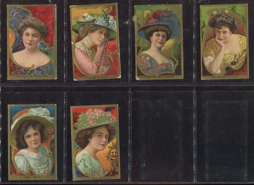 T27 Actress Series / Gold Border near subset (14/20) and T106 State Girls Partial set (16/25) pair