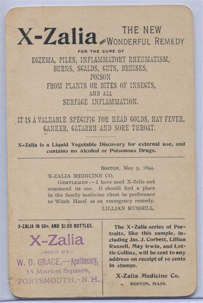 X-Zalia Lillian Russell Cabinet Card Trade Card