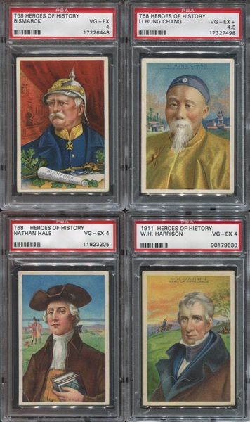 Lot of (8) T68 Heroes of History, all PSA-graded VGEX-4