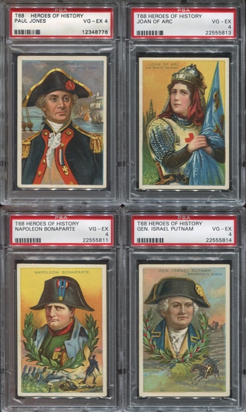 Lot of (8) T68 Heroes of History, all PSA-graded VGEX-4