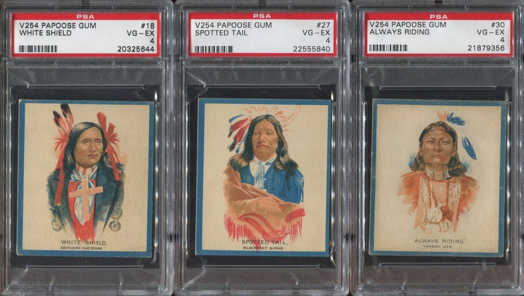 V254 Canadian Chewing Gum Papoose Gum Lot of (6) PSA-Graded American Indian Cards