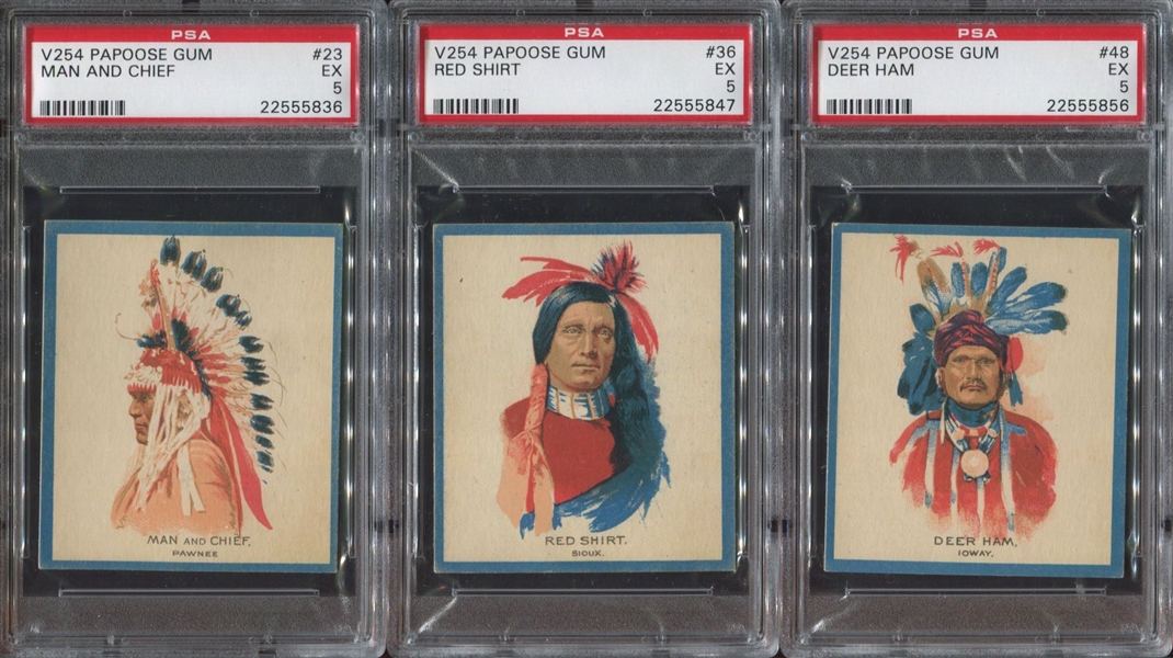 V254 Canadian Chewing Gum Papoose Gum Lot of (6) PSA-Graded American Indian Cards