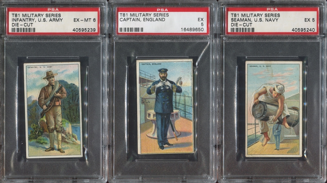 T81 Recruit Tobacco Military Series Lot of (6) PSA-Graded Cards