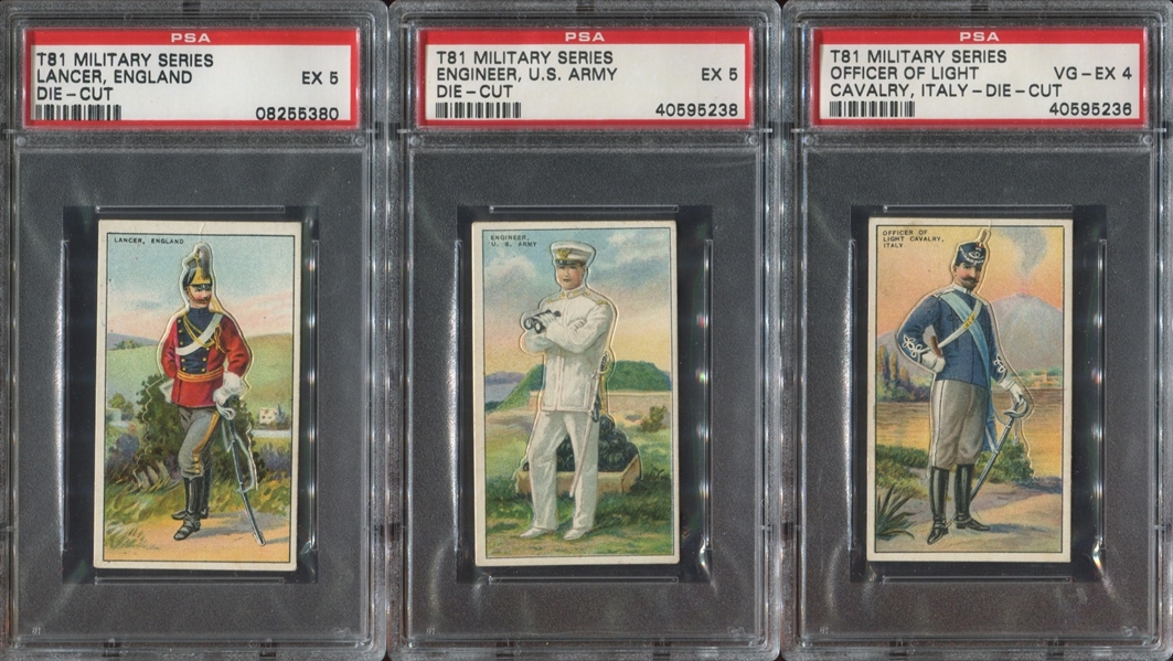 T81 Recruit Tobacco Military Series Lot of (6) PSA-Graded Cards
