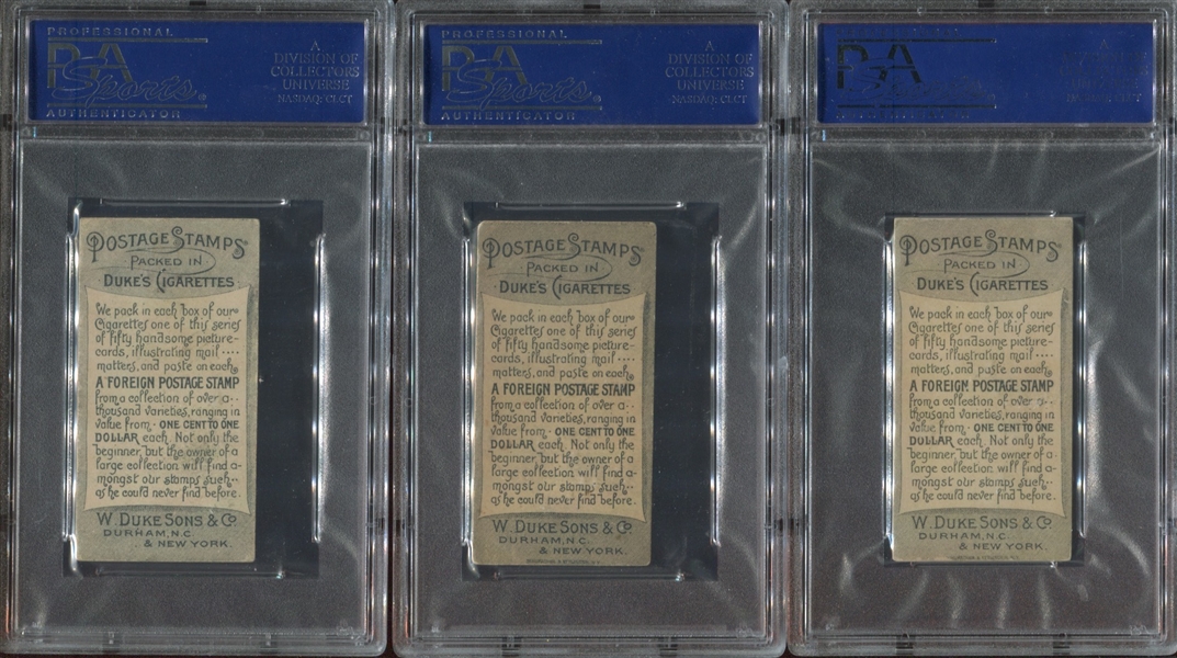 N85 Duke Tobacco Postage Stamps Lot of (3) PSA4-Graded Cards