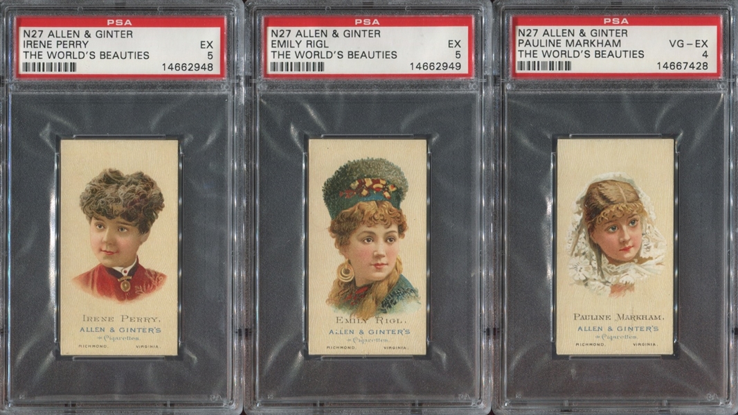N27 Allen & Ginter World's Beauties (2nd Series) Lot of (6) PSA-Graded Cards