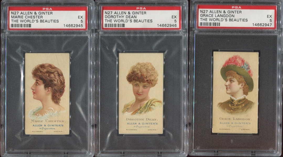 N27 Allen & Ginter World's Beauties (2nd Series) Lot of (6) PSA-Graded Cards