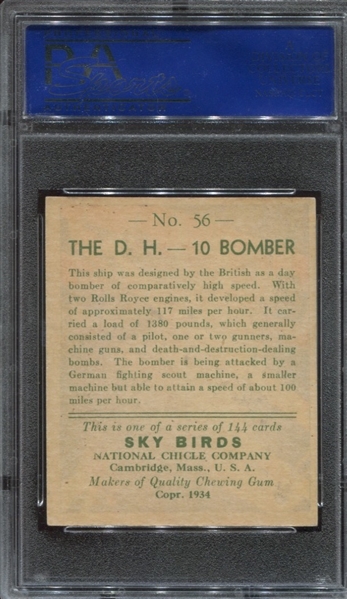 R136 National Chicle Sky Birds #56 D.H. 10 Bomber PSA7 NM