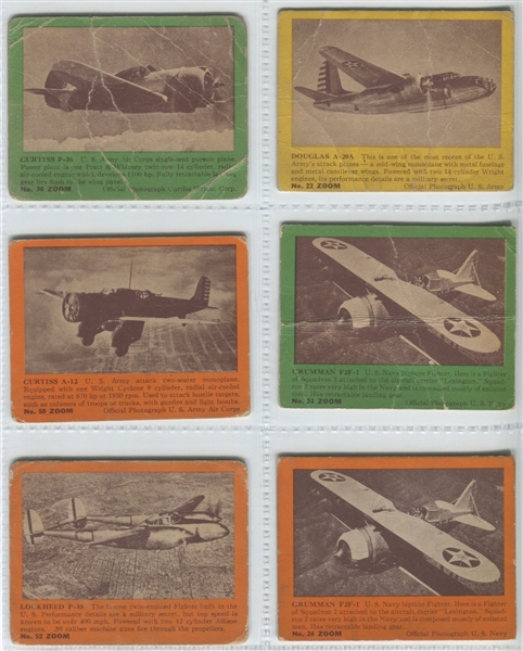 R177 Zoom Airplane Cards Lot of (20) Color Cards from Low Series