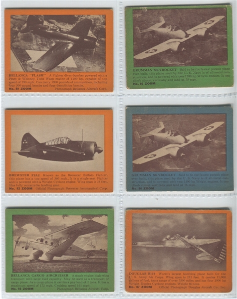 R177 Zoom Airplane Cards Lot of (20) Color Cards from Low Series