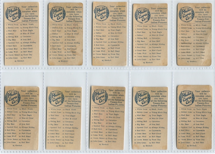 E46 Philadelphia Caramel Indians One Line Complete Set of (25) Cards