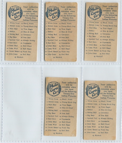 E46 Philadelphia Caramel Indians One Line Complete Set of (25) Cards