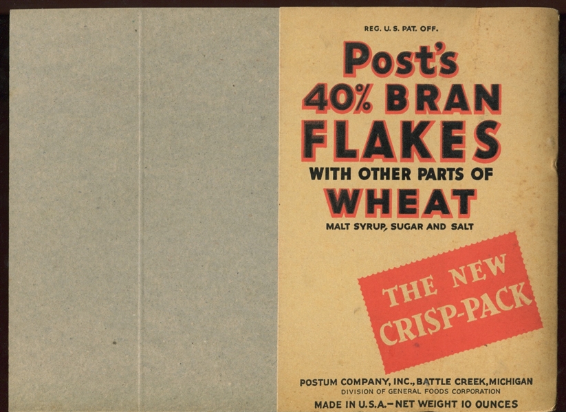 F278-50 Post Bran Flakes Lot of (4) Cut boxes totaling (16) Cards in panels
