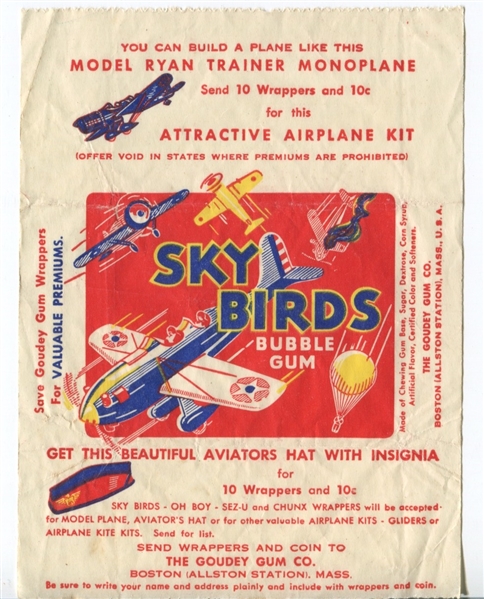 R137 Goudey Gum Sky Birds Wax Pack Wrapper