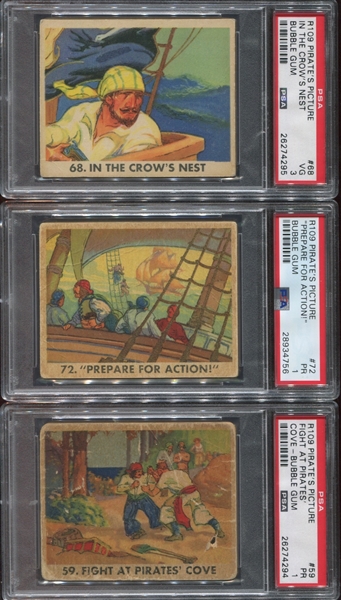 R109 Gum Inc Pirate Pictures Lot of (3) PSA-Graded Including Impossible #59