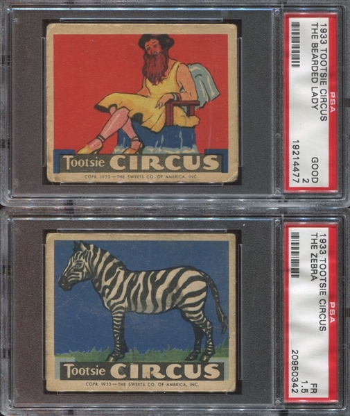 R152 Sweets Company of America Tootsie Circus Lot of (2) PSA-Graded Cards