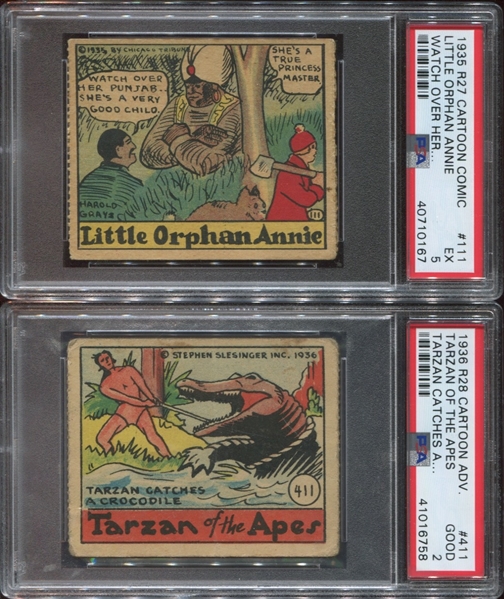 R27/R28 Pair of PSA-Graded Comic Cards - Tarzan and Little Orphan Annie