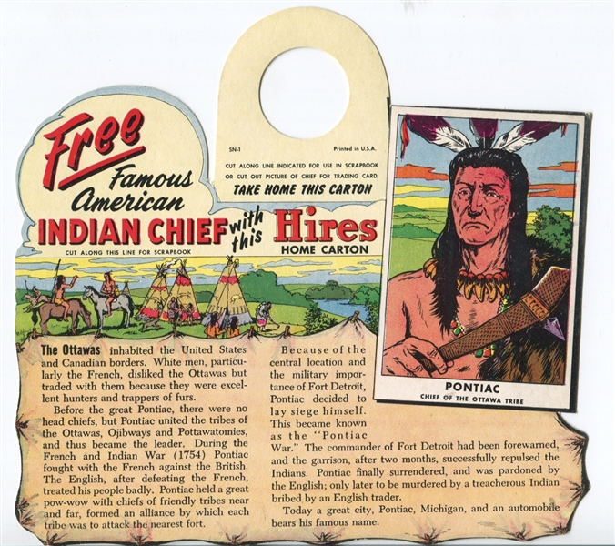1950's Hires Root Beer Hangar Tags Indians Near Set (5/6)