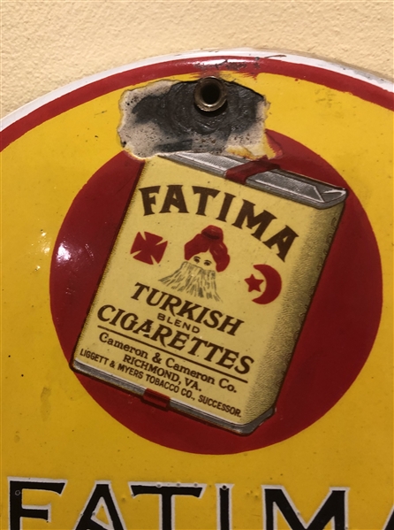 Vintage Fatima Cigarettes Porcelain Outdoor Thermometer