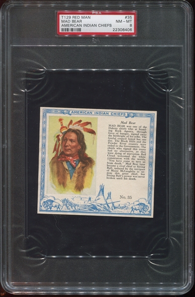 T129 Red Man Indian Chiefs PSA8-Graded Pair