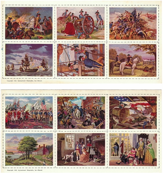 1933 Kroger American History Album and Complete Set of (10) Uncut Sheets