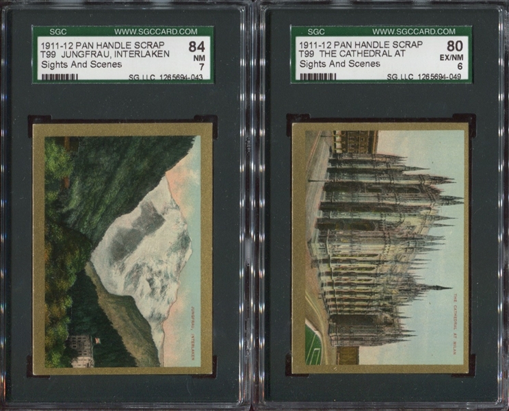 T99 Pan Handle Tobacco Sights and Scenes of the World Lot of (2) SGC-Graded Cards