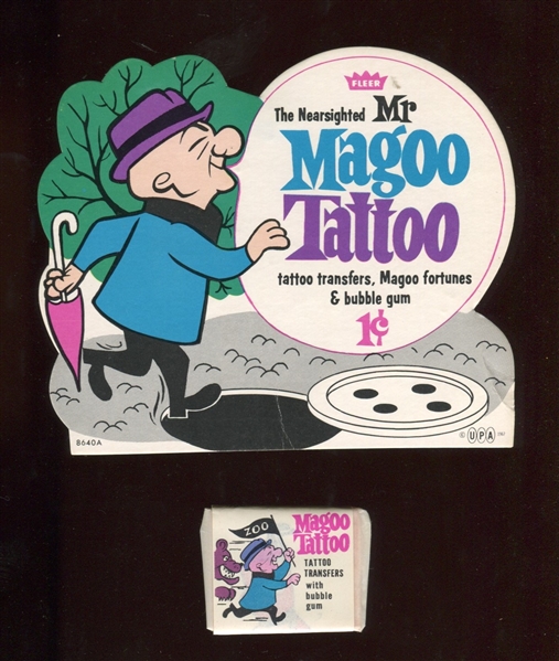 1967 Fleer Mr. Magoo Tattoos Unopened Package and Box Header Card