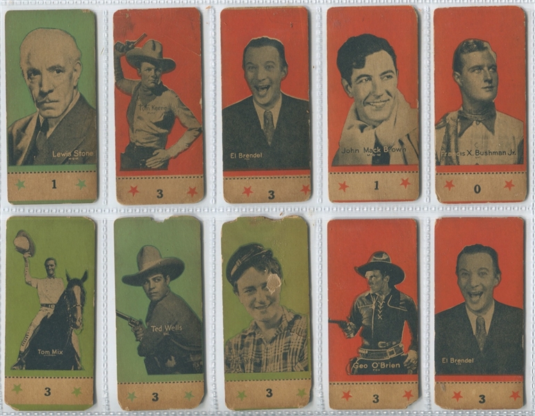 Interesting 1930's/1940's Anonymous Number-Tab Movie and Western Cards Lot of (30)