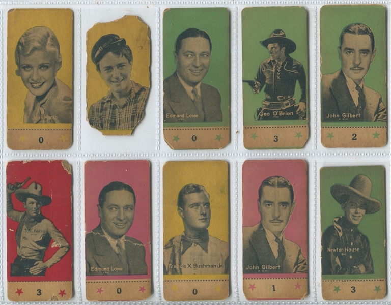 Interesting 1930's/1940's Anonymous Number-Tab Movie and Western Cards Lot of (30)