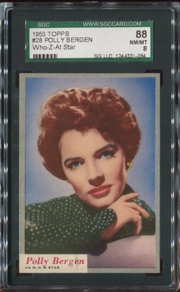 1953 Topps Who-Z-At Star #28 Polly Bergen SGC88 NM/MT 8