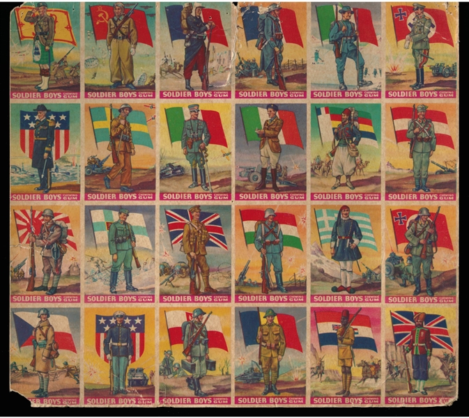 R142 Goudey Soldier Boys Incredible Complete Set on Uncut Sheet