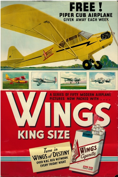 Nice Wings Cigarettes Window Flyer for Wings Airplane Card Sets