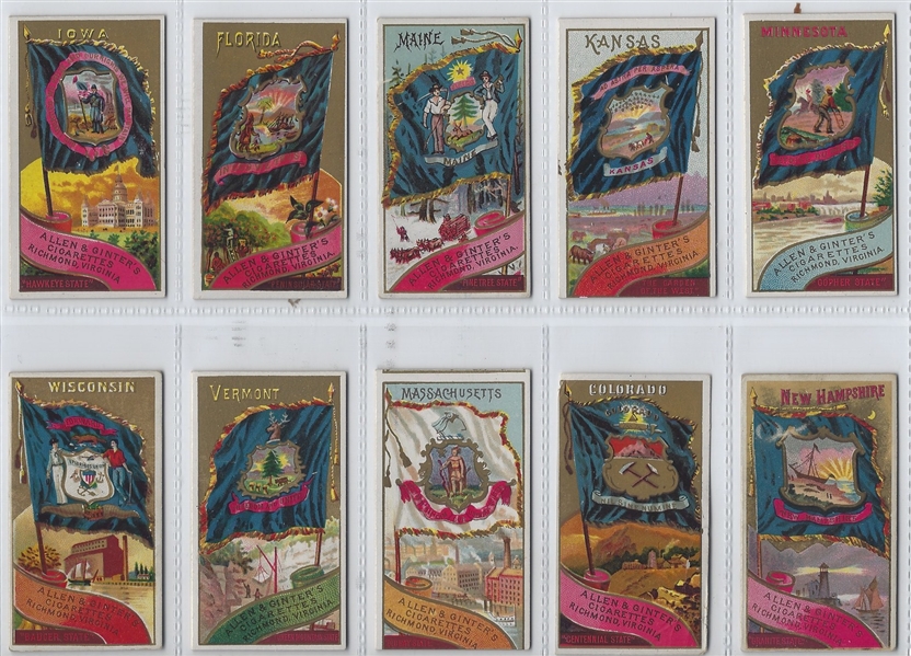 N11 Allen & Ginter Flags of the States and Territories Lot of (33) Cards