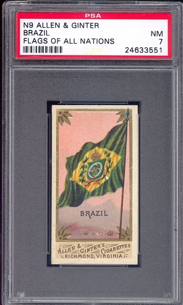 N9 Allen & Ginter Flags of All Nations Brazil PSA7 NM