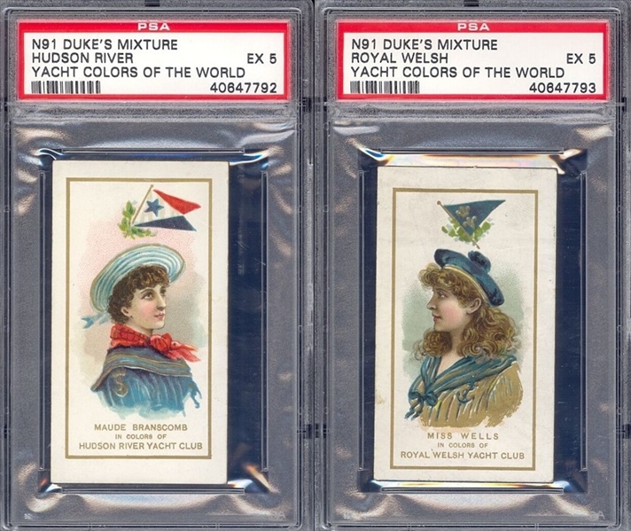 N91 Duke's Mixture Yacht Colors of the World Pair of PSA5 EX Graded Cards